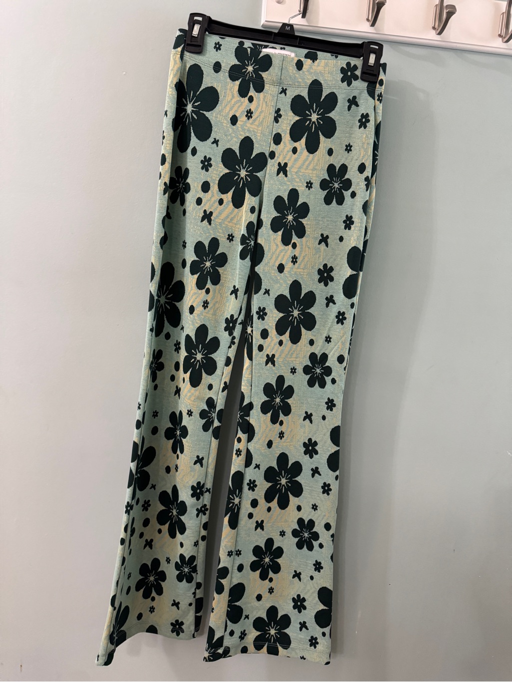 Urban Outfitters Mint Green Floral Wide-Leg Pants